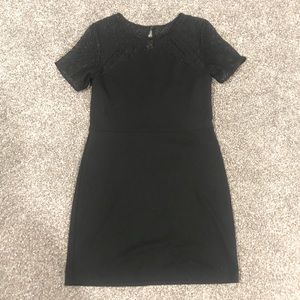 Banana Republic Mini Dress with Lace Mesh Top. Size 6. Color Black.